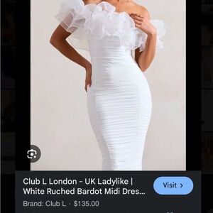 Club L London ruched white dress! Worn once for my bridal shower!